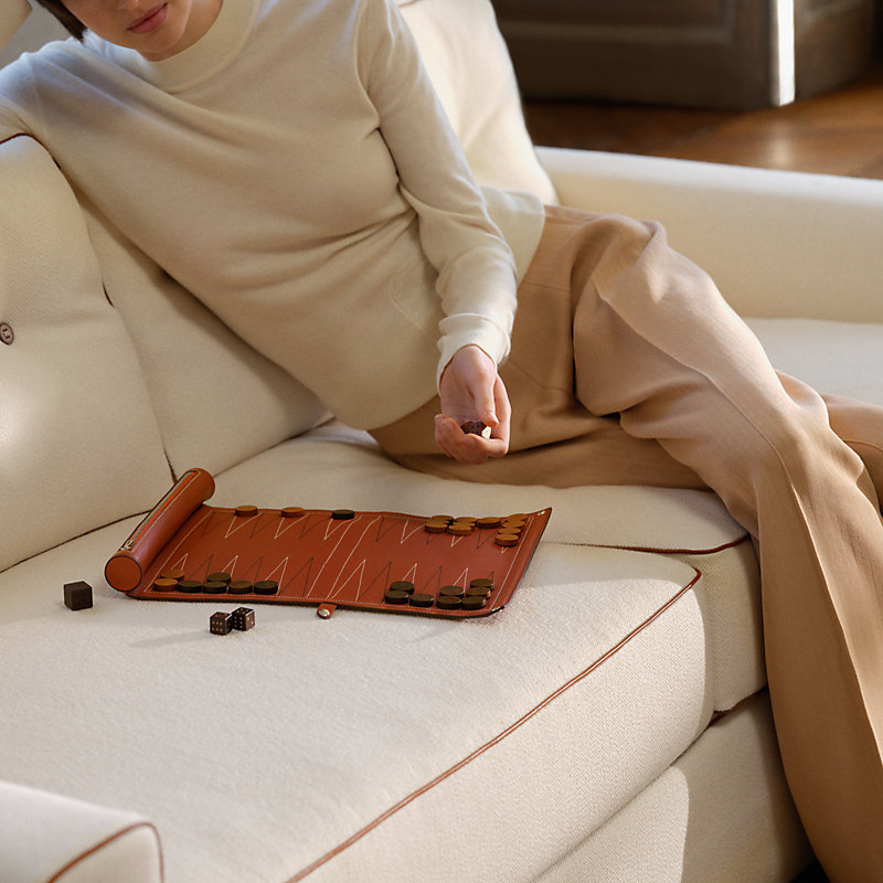Paris-Louxor foldable backgammon game - Red | Hermès USA